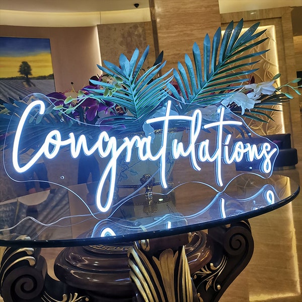 Neon Sign Congratulations Sign Custom Wedding Neon Sign Birthday Event Home Decor Bed room Bar Neon Global sign