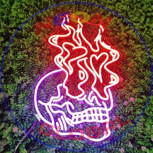 Fire Skull Neon Sign/ Neon Pub Sign /Party Neon Sign/ Diammable Neonglobal Light Wall Decor