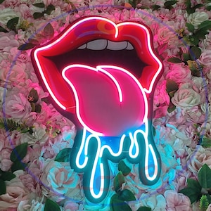 Lips and tongue neon sign/ Bar Neon Sign /Party Girl Neon Sign/ Diammable Neonglobal Light Wall Decor