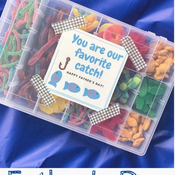 Father's Day Candy Tackle Box Gift Card for Dad, Grandpa or Papa PDF Digital Download You are Our Favorite Catch