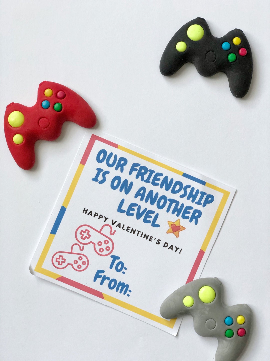 Printable Valentine's Day Video Game Cards for Kids Classroom Party