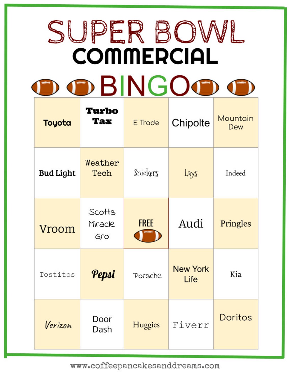 Updated 2021 Super Bowl Commercial Bingo Game Cards Set Of 13 Etsy Updated 2021 Super Bowl Commercial Bingo Game Cards Set Of 13 Etsy