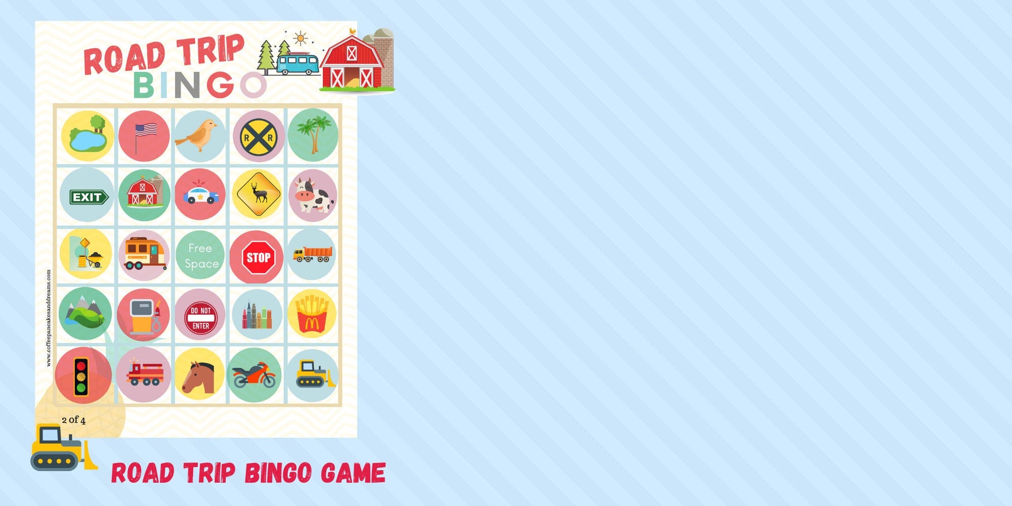 Printable Road Trip Bingo Set of 4 Unique Cards Car Bingo Game Travel Games Kids - Etsy