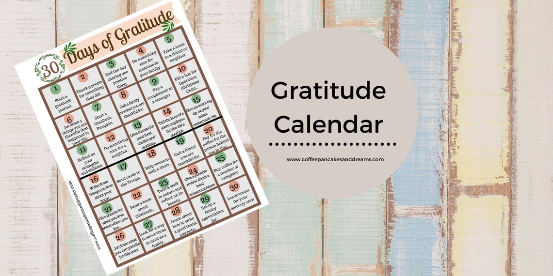 Gratitude Calendar Acts of Kindness Thanksgiving Printable Etsy