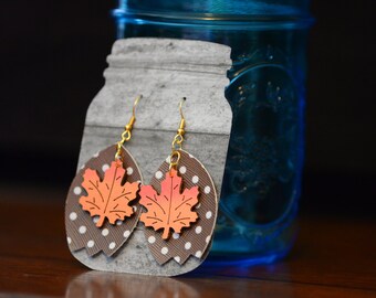 Fall Faux Leather Earrings