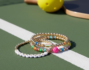 Stackable 3 row Pickleball Bracelets