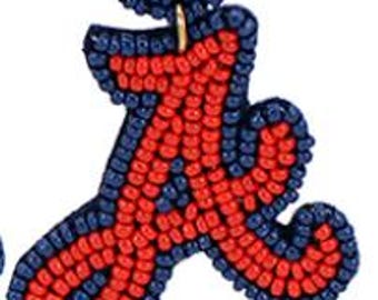Atlanta &quot;A&quot; beaded baseball earrings for gameday