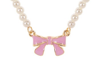 Kinderketting met parel en roze strik