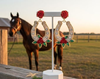 Beaded Horseshoe Earrings