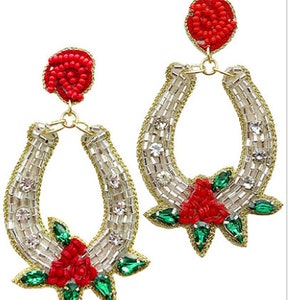 Beaded Horseshoe Earrings