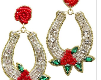 Beaded Horseshoe Earrings