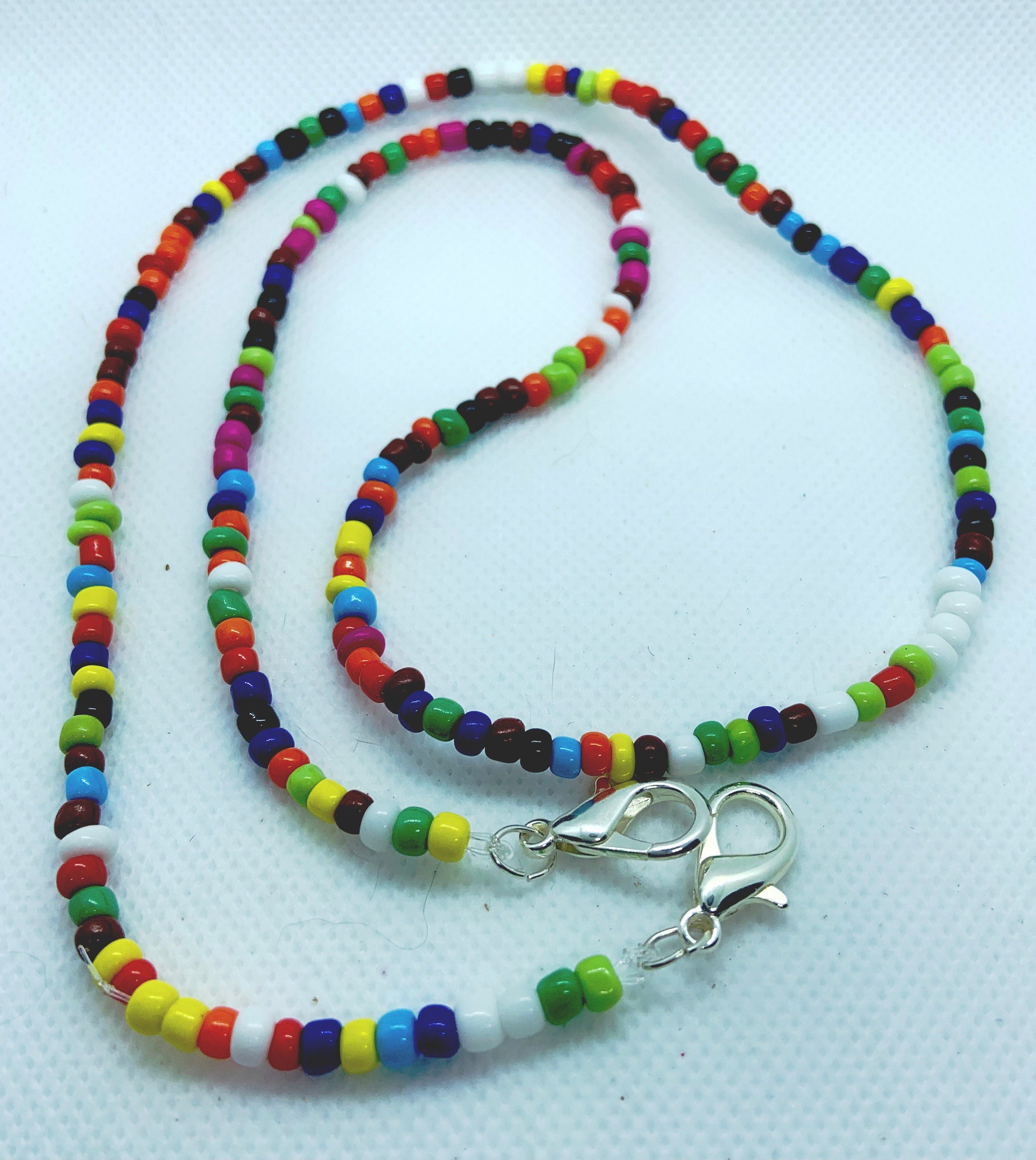 Multi Colored Beaded Mask Lanyard Etsy