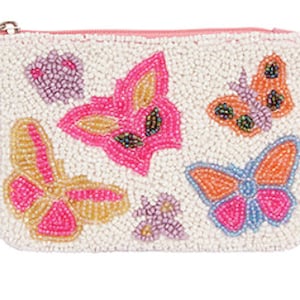 Monedero con cuentas y forma de mariposa