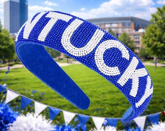 KENTUCKY Beaded white and blue Headband
