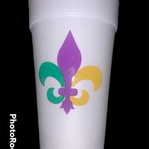 Paarse, groene en gouden fleur de lis piepschuim beker