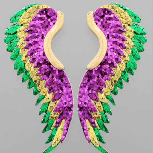 mardi gras wing earrings