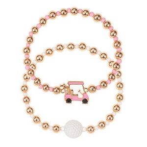 Rosa Golf Cart doppelstrangige Perlenarmband
