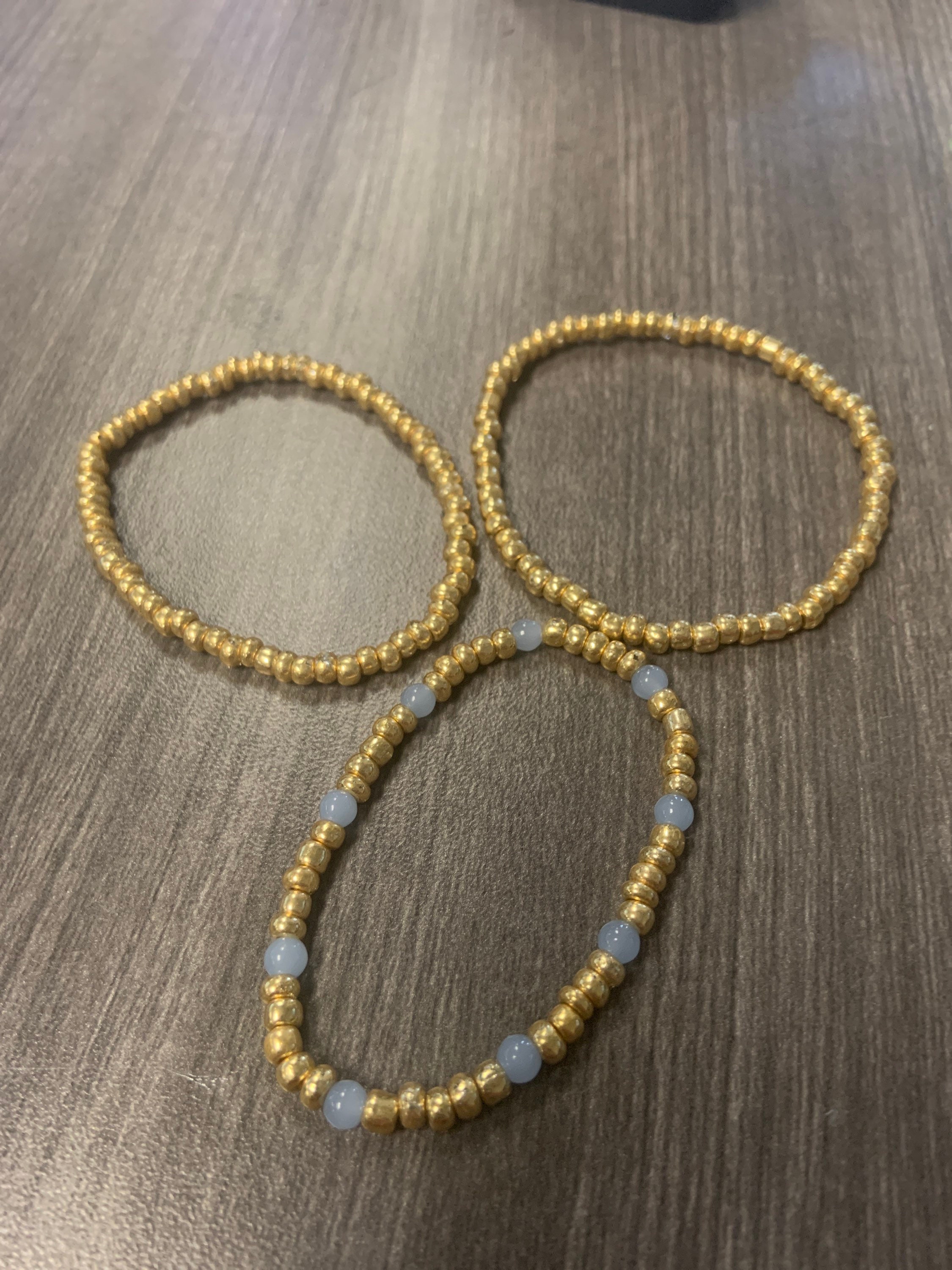 Gold Beads With Light Blue Accent Beads. Etsy UK