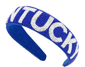 KENTUCKY Beaded white and blue Headband