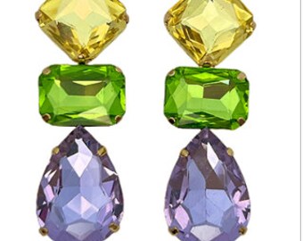 mardi gras rhinestone earrings