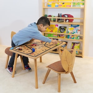 Kids Beech Plywood Table and Sherpa Chair Set: Montessori Playroom Furniture