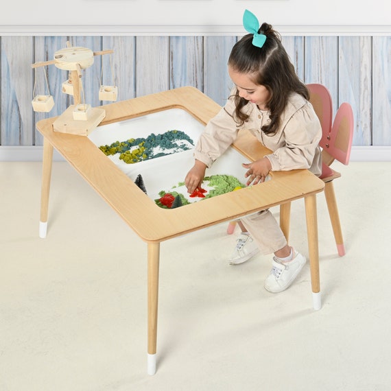 PLAYMAKER CO.™ Mesa sensorial – Mesa de actividades de interior para niños,  mesa sensorial para niños pequeños de 1 a 3 años y juegos de arena – Mesa