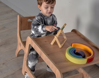 Weaning Table Set, Kids Desk and Chair, Montessori  Furniture, Kids Furniture