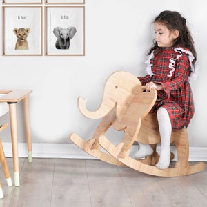 Wooden Rocking Toy, Rocking Elephant, Wooden Elephant Rocker, Gift for Kids