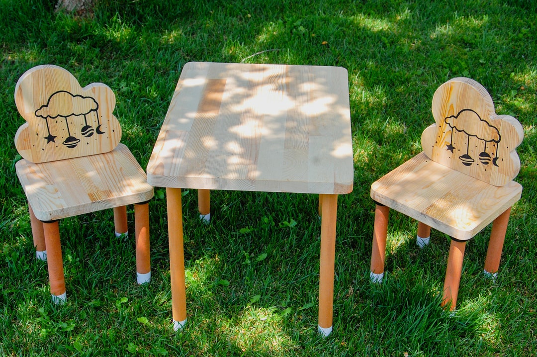 Childrens Wooden Table and Chairs Kids Table Set Toddler Etsy
