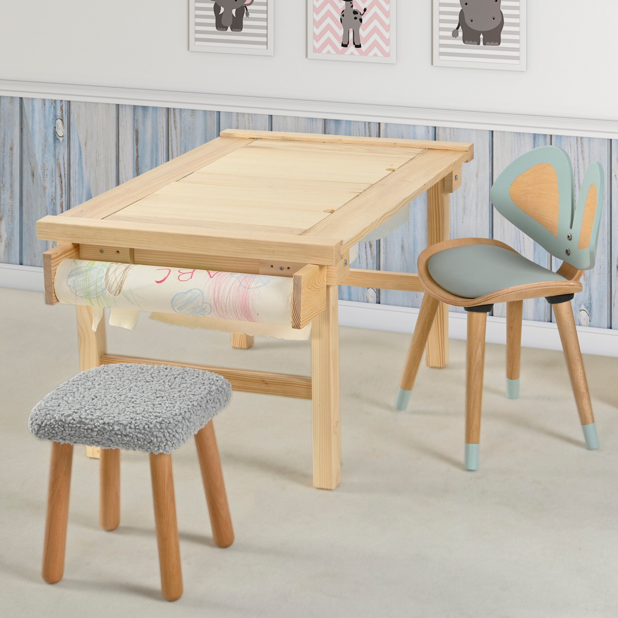Emilio kids 3 piece arts and crafts table and chair set sales