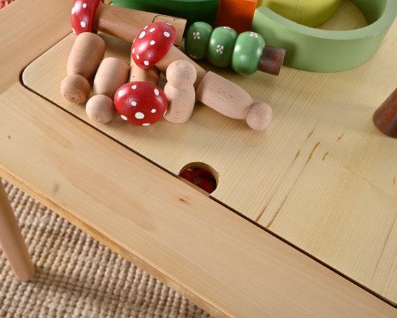  Mesa sensorial con cubos – Mesa de agua de arena para niños de  madera de pino con altura ajustable, mesa de actividades de juego para  niños para interiores y exteriores 