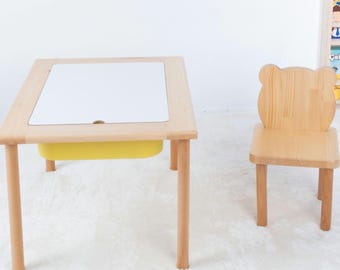 Speelkamermeubels, montessorihouten activiteitentafel en stoel, kinderspeeltafelset