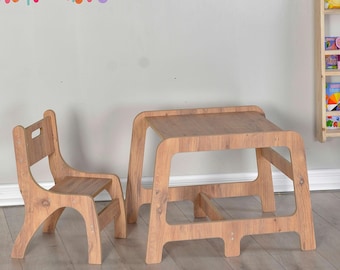 Wood Look Toddler Table and Chair Set  Montessori Play Furniture