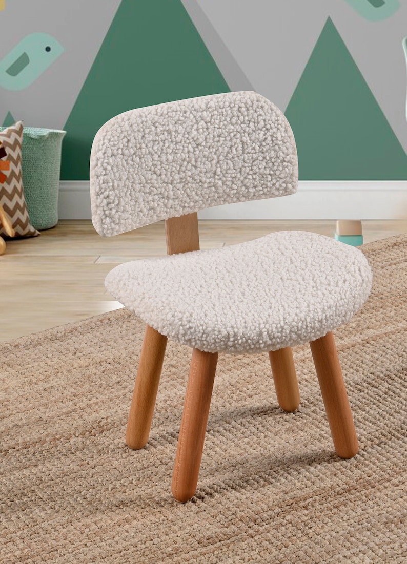 Cozy kids Sherpa chair, perfect for snuggles and relaxation. Plush, soft, and inviting, a comfy addition to any child's room or play area.