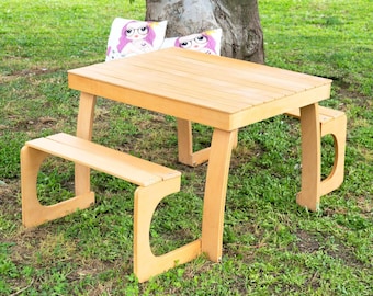 Foldable Wooden Toddler Picnic Table with Benches for  Lawn Games ,Outdoor Play & Garden Activity