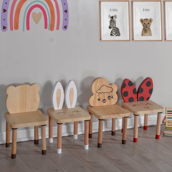 Silla Montessori, silla para niños pequeños con nombre, silla para niños de madera, regalo personalizado para niños pequeños