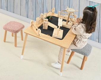 Wooden Activity Table and Chair Set, Kids Table, Gift for Kids