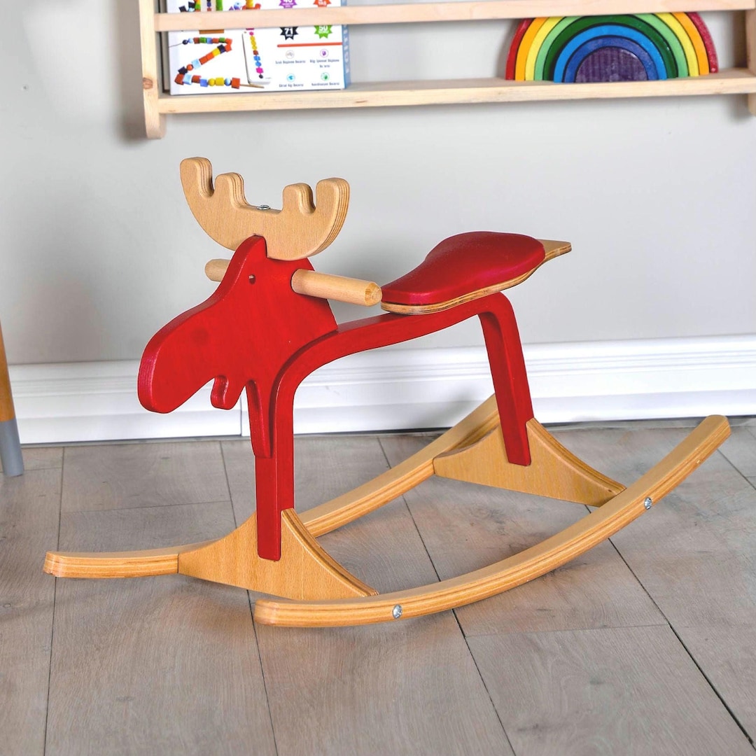 Deer Rocker Red Deer Rocking Toy, Beech Plywood Rocker, Montessori Nursery Decor - Etsy