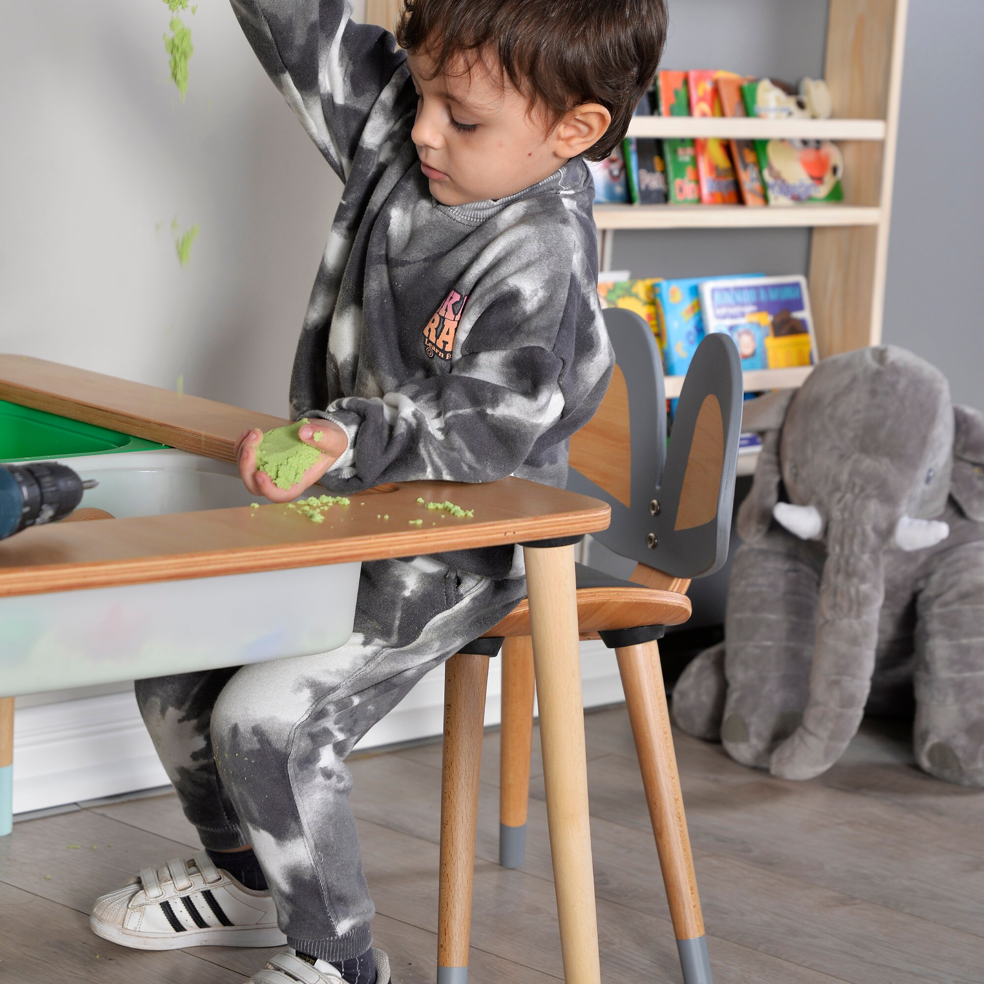 Wooden Play Table Kids Sensory Table and Chairs Activity Table