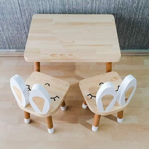 Kindertisch und Stuhl, Kleinkindtisch, Kindertisch aus Holz Bild 4