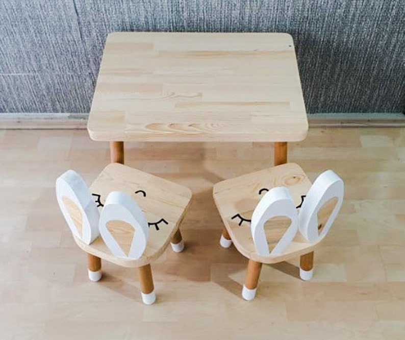 Kids Table and Chairs Toddler Table and Chairs Set Wooden Etsy