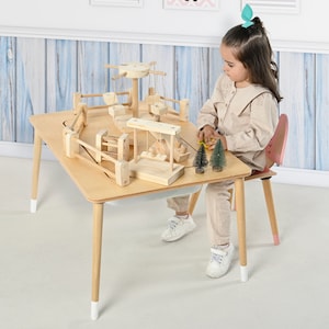 Wooden Play Table, Kids Sensory Table and Chairs, Activity Table for Kids, Water and Sand Table image 9