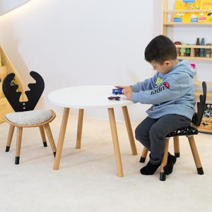 Montessori Wooden Kids Table and Chair Set, Natural Beech Wood Children&#39;s Furniture, Eco-friendly Activity Table Set