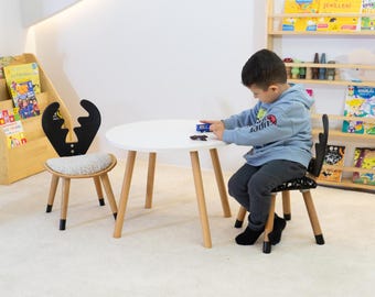 Montessori Kinder Tisch und Stuhl Set Natur Kindermöbel aus Buchenholz