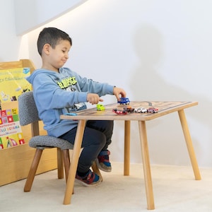 Kids Wooden Play Table Set: Montessori Activity Table with Chair