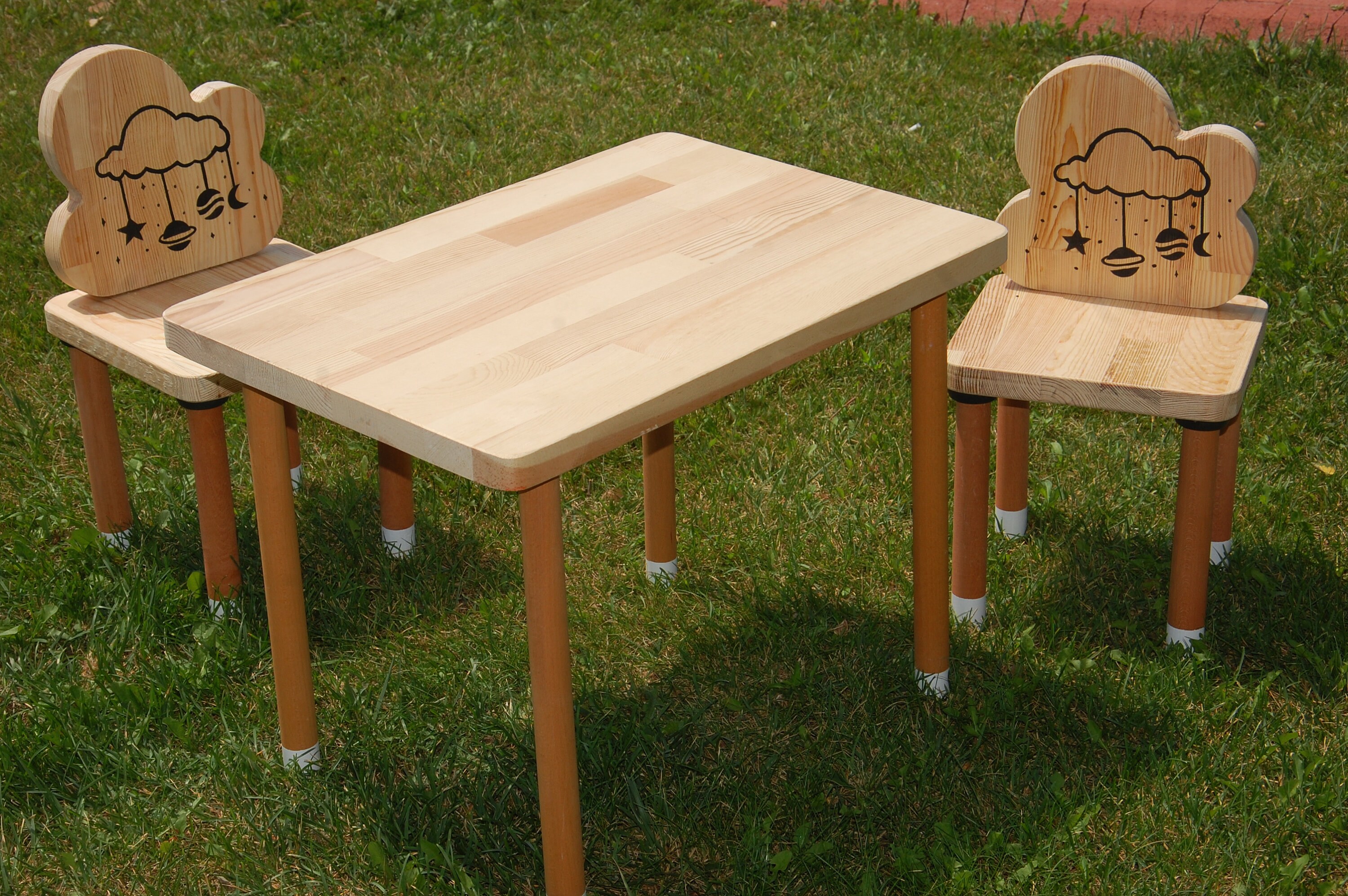 Childrens Wooden Table and Chairs Kids Table Set Toddler Etsy
