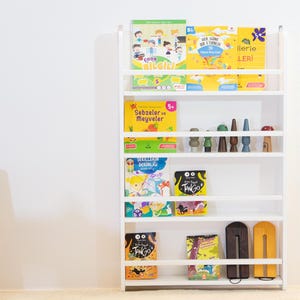 Montessori Wall-Mounted Bookshelf: Solid Wood Kids Book Display