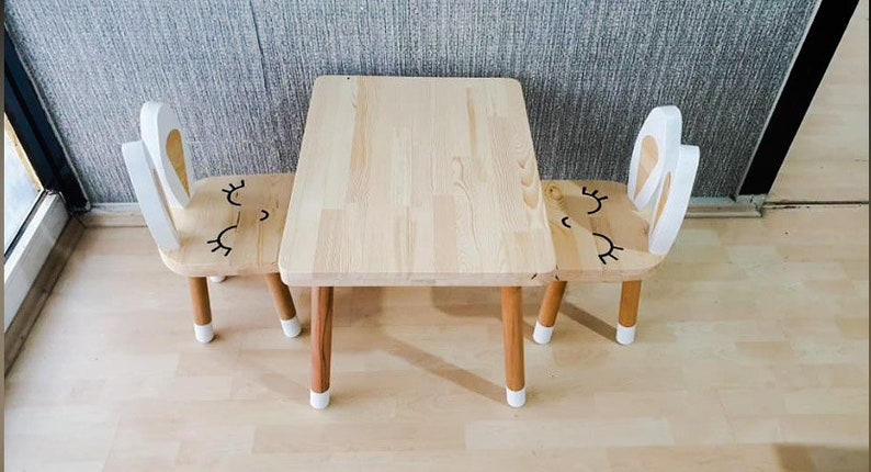 Kindertisch und Stuhl, Kleinkindtisch, Kindertisch aus Holz Bild 2