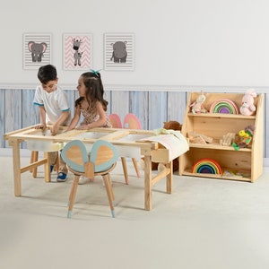 Spacious Wooden Large Activity Table Listing - A versatile and durable wooden table designed for creative and educational activities, perfect for kids and playrooms