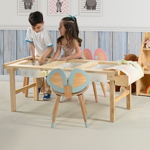 Spacious Wooden Large Activity Table Listing - A versatile and durable wooden table designed for creative and educational activities, perfect for kids and playrooms